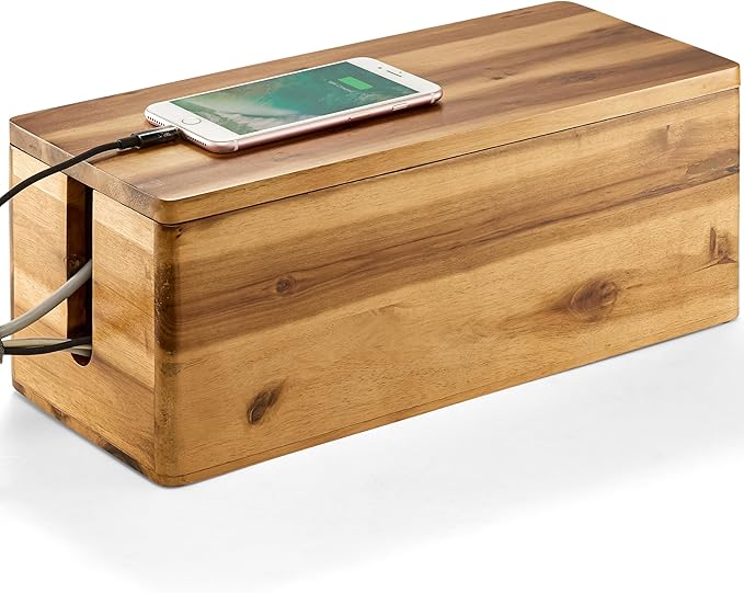 Acacia Wood Cable Management Box Round Edge