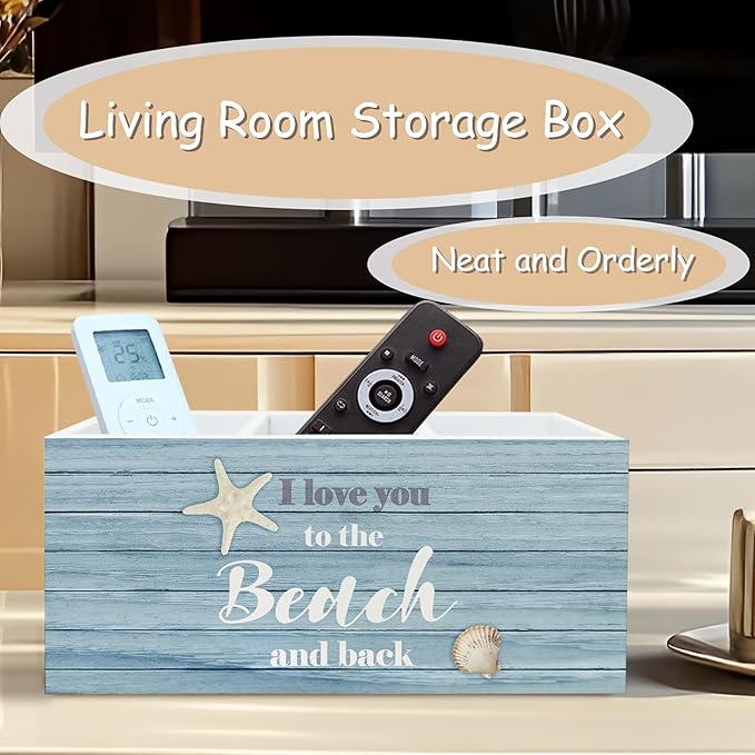 Beach Pen Holder for Home Office Kitchen Desk Decor, I Love You to the Beach and Back Wooden Pencil Holder Sign Organizer for Home Office Desk Accessories, Coastal Gifts for Women Men