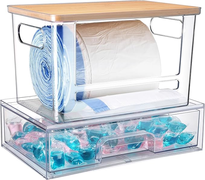 2Pcs Trash Bag Holder Under Sink Stackable Storage