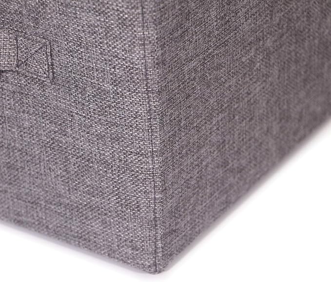 TENABORT Set of 3 Closet Organizer Bins with Handle, Fabric Foldable Storage Baskets Cloth Box Containers for Shelves Home Office Clothes Clothing