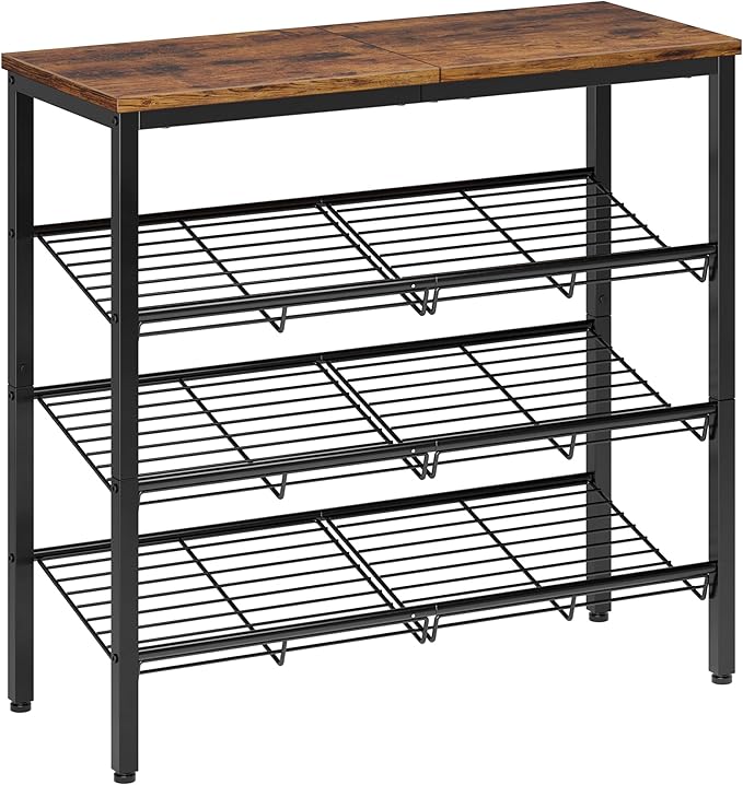 Shoe Rack for Closet, 4 Tier Shoe Organizer for Entryway, Rustic Brown