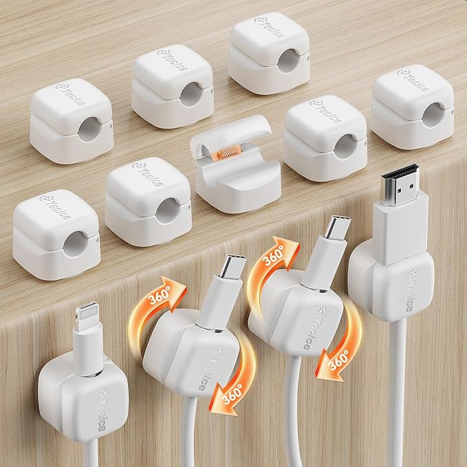 12Pack Rotatable Cord Organizer, White