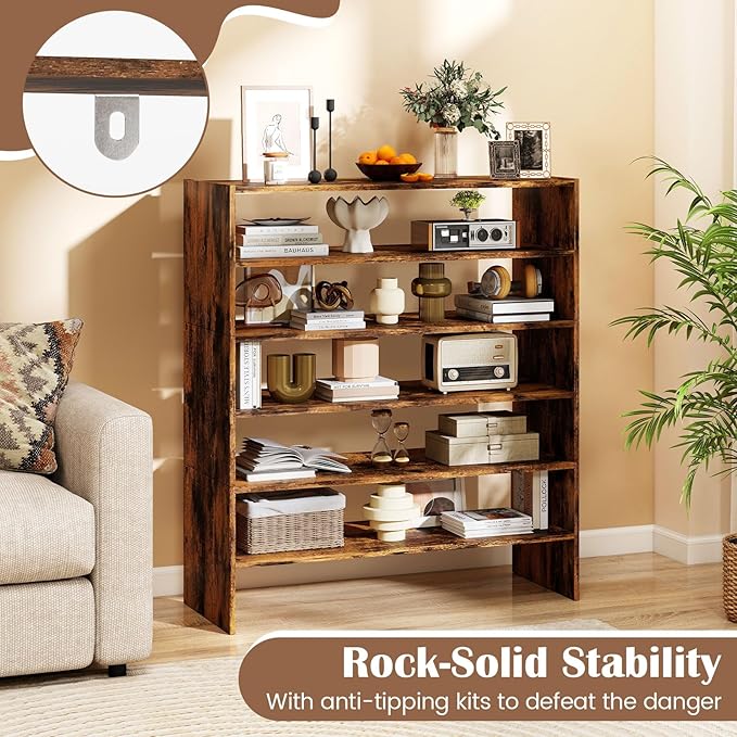 Tangkula 6-Tier Stackble Vertical Shoe Rack, Space Saving Wooden Corner Shoe Storage Shelf for 18 Pairs, 3-in-1 Adjustable White Shoe Organizer for Front Door Entryway