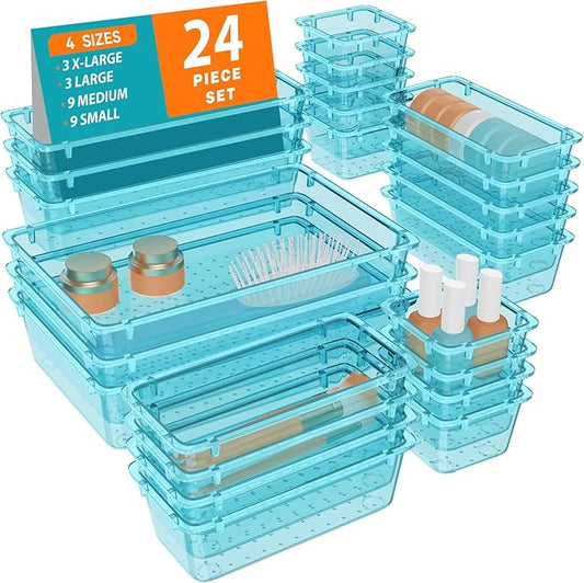 24 PCS Plastic Drawer Organizer Set