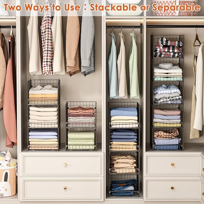 5-Tier Stackable Closet Storage Baskets, Closet Organizers and Storage Shelves