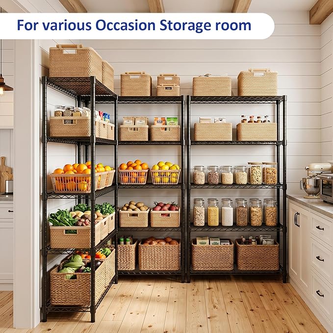 IZEUK 5-Tier Heavy Duty Black Steel Storage Shelving Unit, Utility Wire Rack Organizer for Kitchen, Office & Home, 1250 lbs Capacity, 13.8" D x 35.4" W x 68.5" H