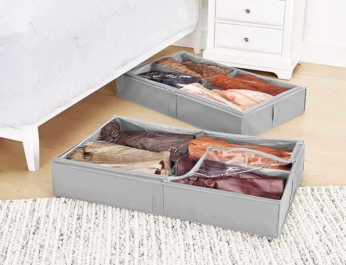 Whitmor 4 Section Underbed Boot Bag - Set of 2 - Alloy Gray