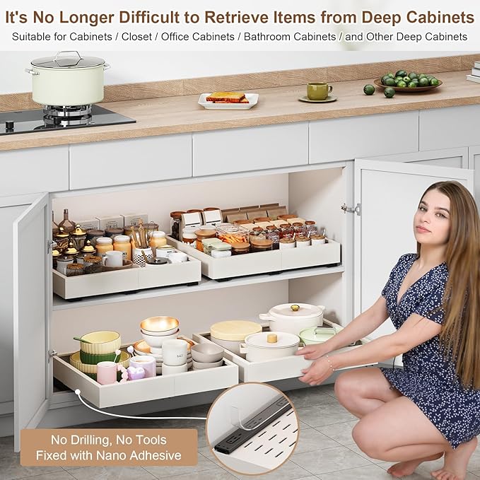 Pull out Cabinet Organizer, Expandable Width(16"-21")