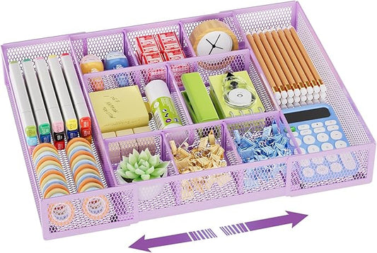 Expandable Desk Drawer Organizer, Expandable-Purple