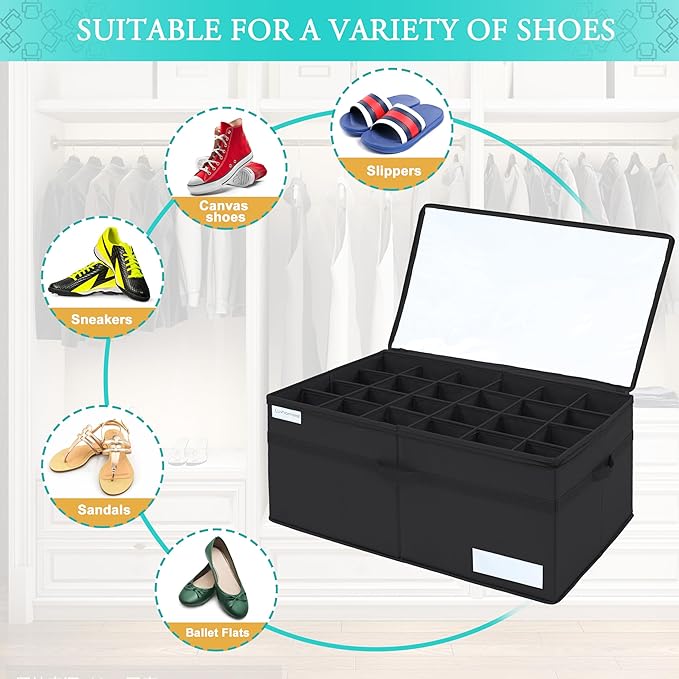 Shoe Storage Organizer, Fits 24 Pairs, Large Shoe Organizer Box for Closet