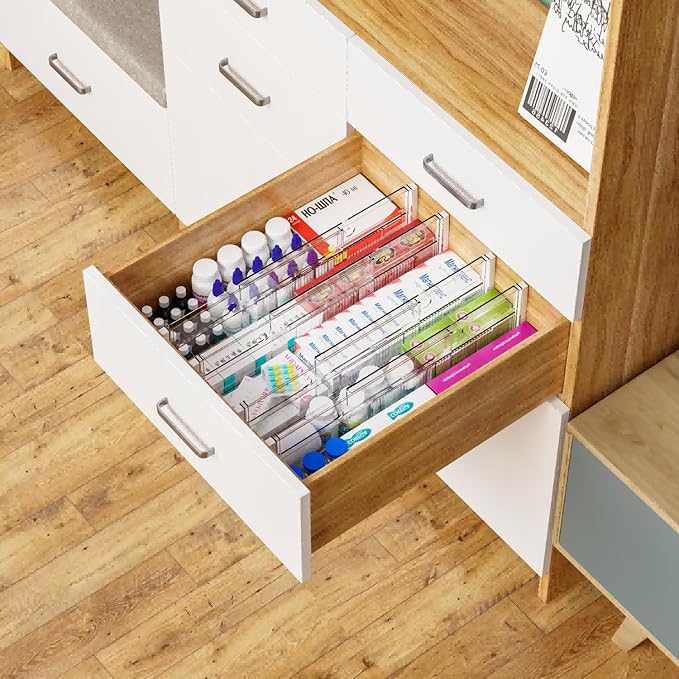 5 Pack 6 Inch Tall Acrylic Drawer Divider for Clothes-Expandable from
