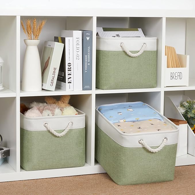 Bidtakay Large Fabric Baskets for Organizing [3-pack] Closet Organizers
