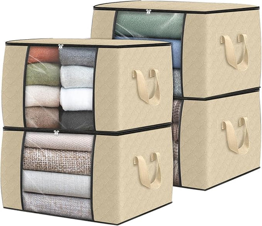 Fab totes 4 Pack Clothes Storage, Beige