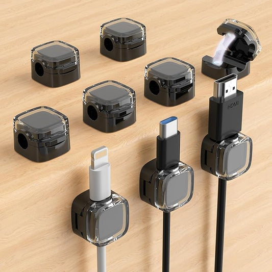Magnetic Cable Clips, Adjustable Cord Holder Management, 9-Pack Black Crystal