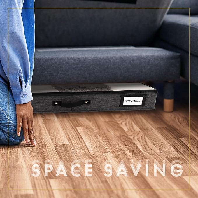 THEORY 2pc Low Profile Under Bed Storage Containers, Dark Gray