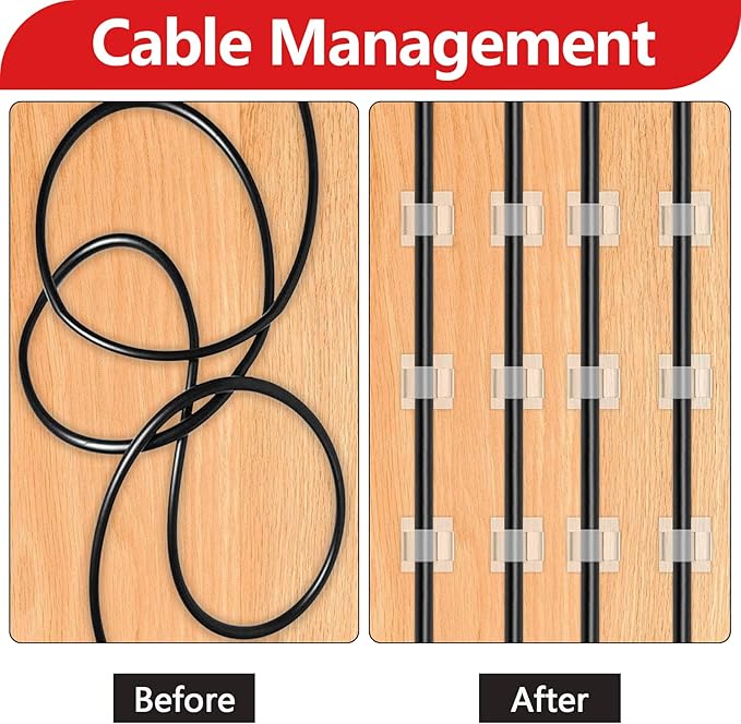 100PCS Cable Clips, Adhesive Wire Clips Organizer Cord Clips Management, Small