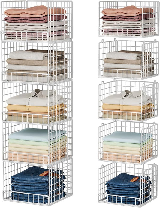 5-Tier Stackable Closet Organizers and Storage Baskets, Closet Shelf Organizer