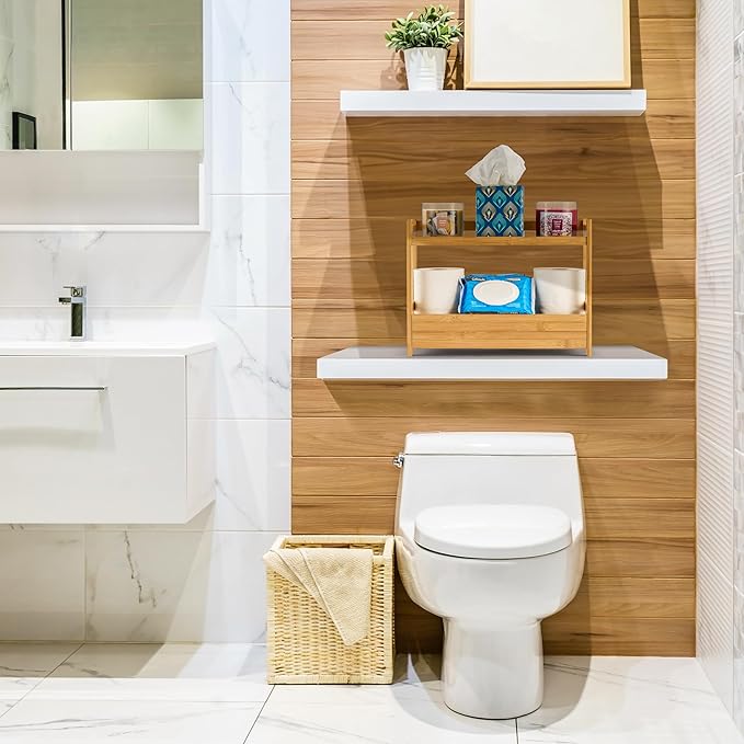 Bamboo Bathroom Counter Organizer, 17″ L x 6.5″ W x 12.6″ H