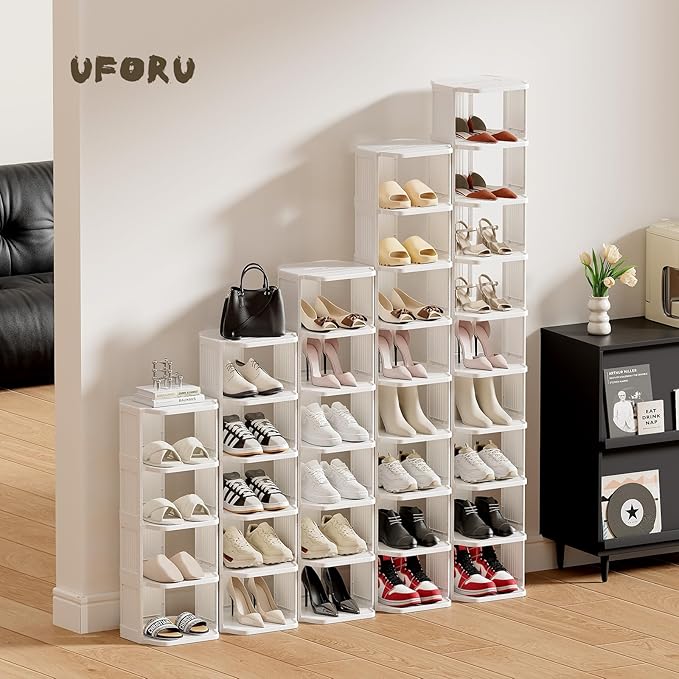 Vertical Shoe Rack, 6 Tiers Stackable Shoe Rack for Closet