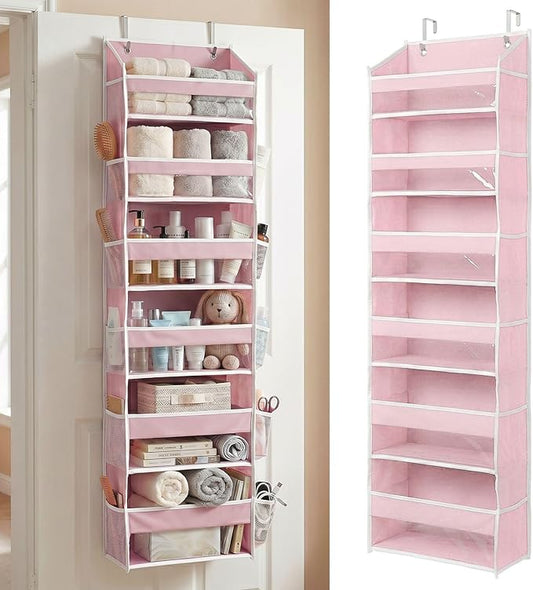 THEORY UPGRADED 6 Tiers Over The Door Organizer Hanging, Baby Pink, 1pc