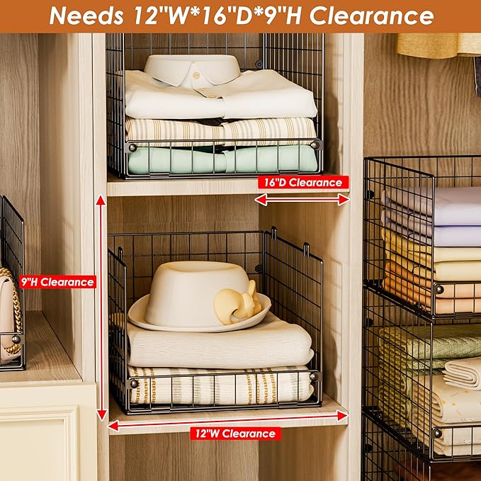 5-Tier Stackable Closet Storage Baskets, Closet Organizers and Storage Shelves