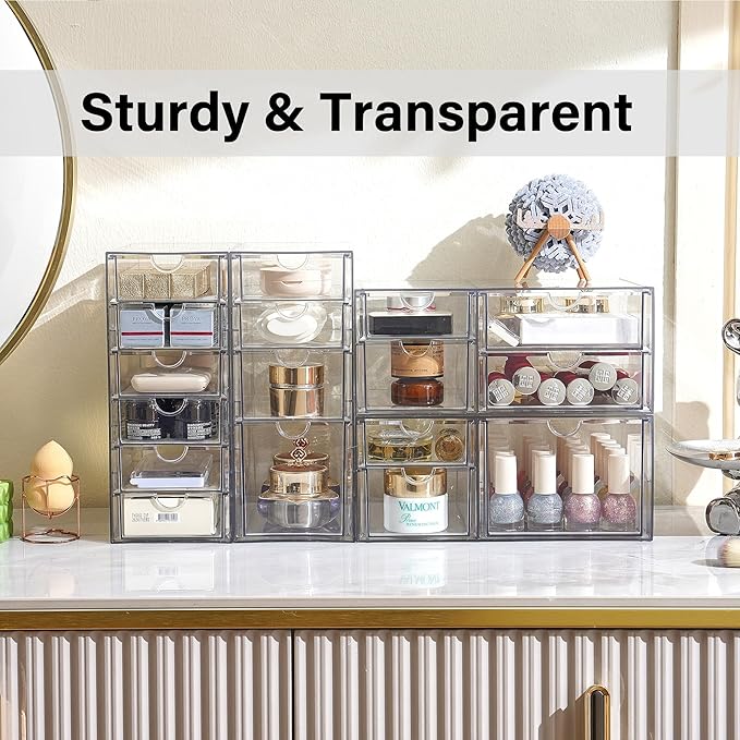 Acrylic Drawer Organizer with 17 Drawers