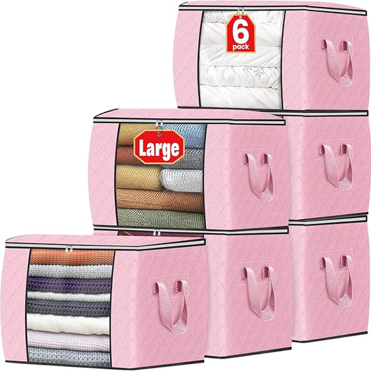 Fab totes 24 Gallons Clothes Storage, 6 Pack,Pink