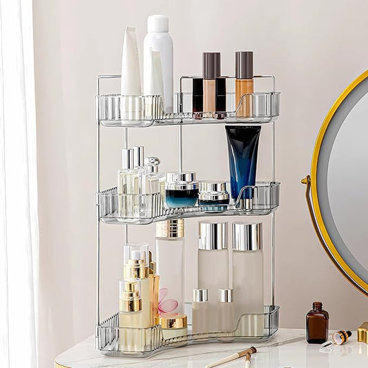 3 Tier Corner Bathroom Counter Organizer Countertop Shelf Makeup Organizer
