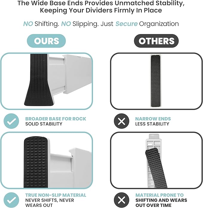 Adjustable Drawer Dividers, 8" Tall, Expandable 13.35-22", 4-Pack