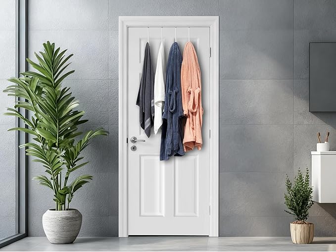 Over The Door Metal Hooks with Plastic Coating 7.5" Fit 0.5" to 1 3/4" Door 4