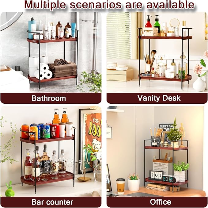 2-Tier Bathroom Counter Organizer, Brown