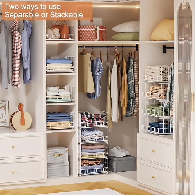 4-Tier Sliding Closet Organizers and Storage Shelves, White