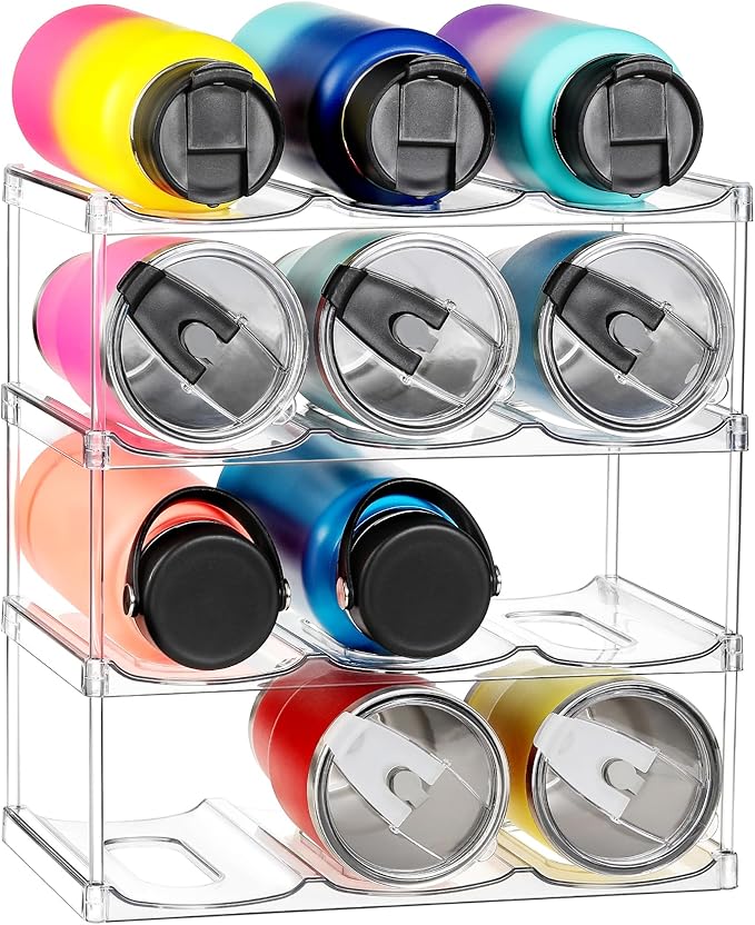 Compartment, Stackable Water Bottle Organizer Holder, 4 Tier Hold 12