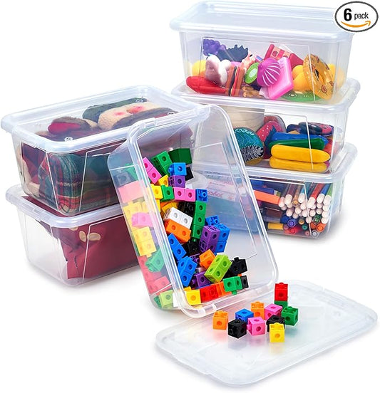 6 Quart Storage Bins with Lids, 6, Clear