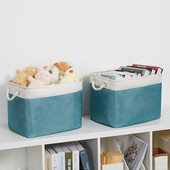 Bidtakay Foldable Storage Bins Set of 2 Tall Cloth Baskets 16" X 11.8" X 11.8"