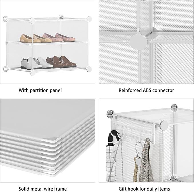 AWTATOS Closet Organizer 6 Cube Storage Shelves Portable Closet Clothes Organizers and Storage Stackable Cubby Shelving for Closet Bedroom Living Room Office, Transparent Twill