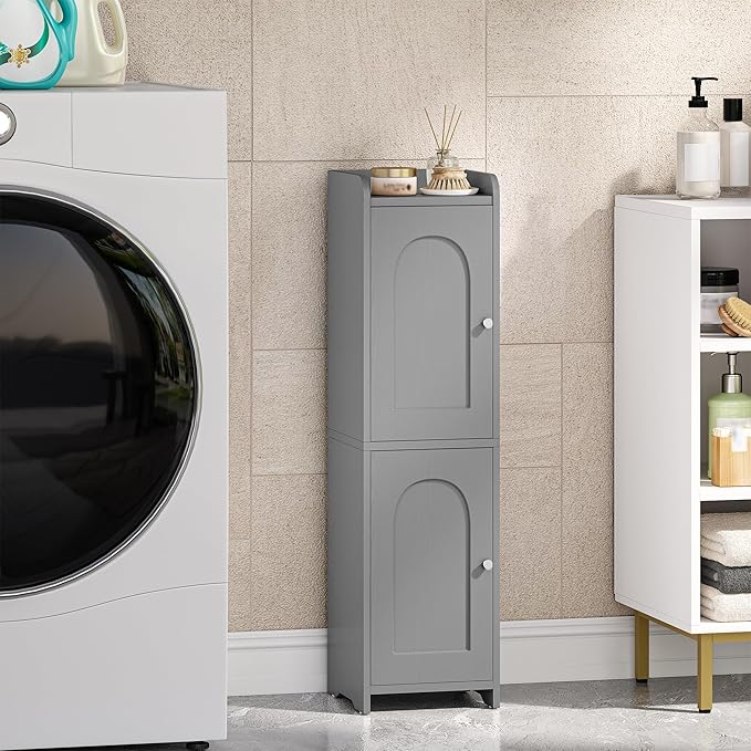 Bathroom Storage Cabinet, 7.9" D x 7.9" W x 29.5" H Gray