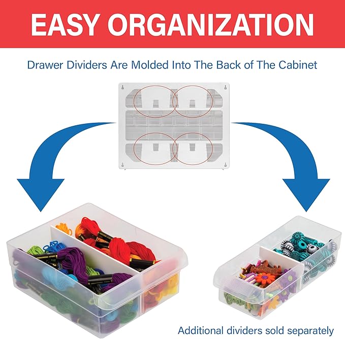 Akro-Mils 64-Drawer Plastic Drawer Storage Cabinet for Garage Organization, Bead Organizer, Building Bricks Storage, Teacher Toolbox, Makeup Organizer, 20" W x 6" D x 16" H, 10164 White