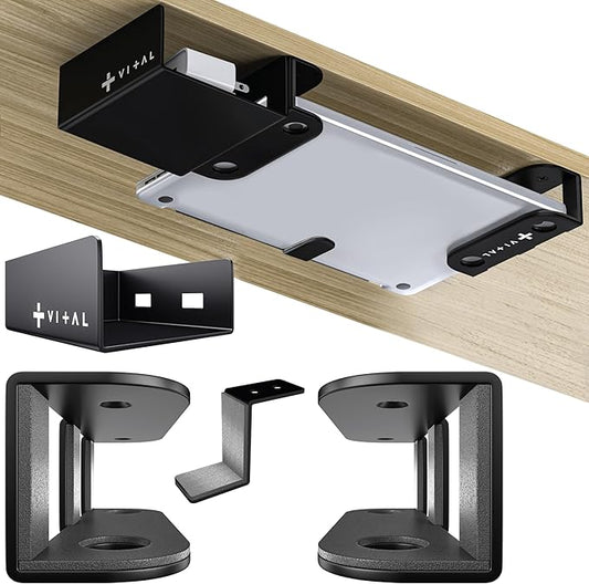 VI+AL Under Desk Laptop Mount, No Hook or Cable Organizer