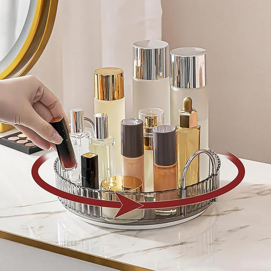 360° Rotating Makeup Organizer, 1 Tier, Gray