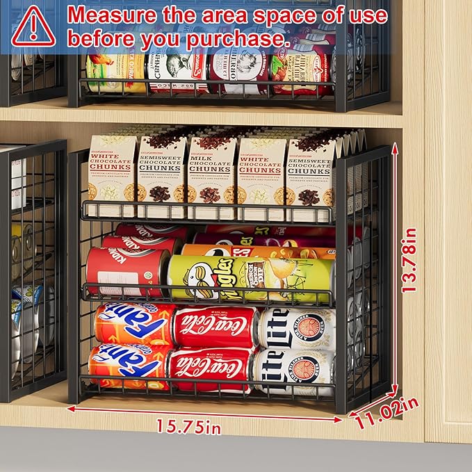 X-cosrack 2 Packs 3 Tier Sturdy Stackable Can Organizer for Pantry, Adjustable Pantry Organizer and Storage for Canned Food Can Goods, Kitchen Can Dispenser Storage Holder for Soda Drinks Snacks