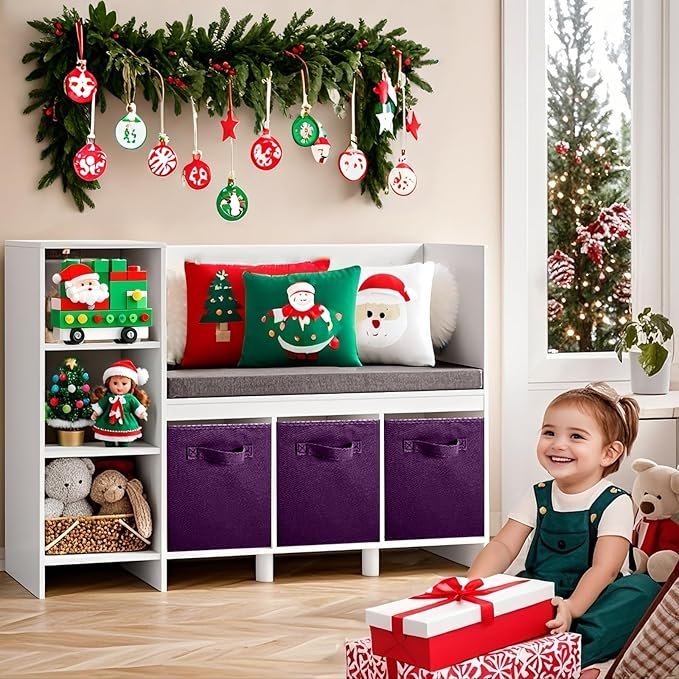 ShellKingdom Storage Bins, Foldable Fabric Storage Cubes And Cloth Organizer Drawer For Closet And Toys, 13 X 13 X 13 INCH, 2 Pack (Purple)