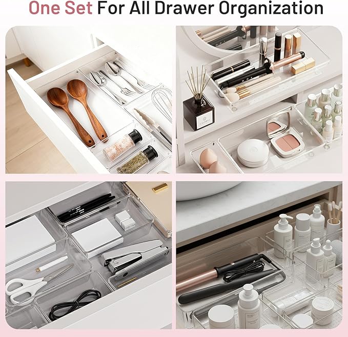 12 Pack Large Drawer Organizer Bins
