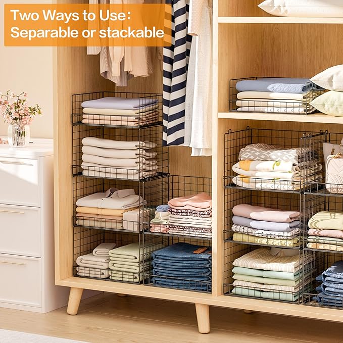 4 Tier Stackable Closet Organizers and Storage Shelves