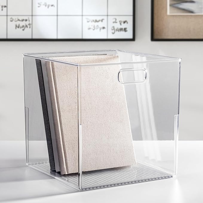 iDesign Pantry Storage Bin, Large Cube Organizer for Cabinet or Fridge, Set of 2, Clear, Made in USA