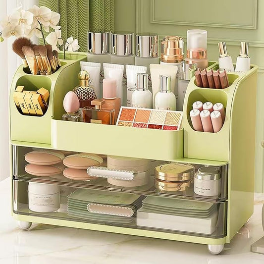 Makeup Organizer with Drawers for Vanity, Green
