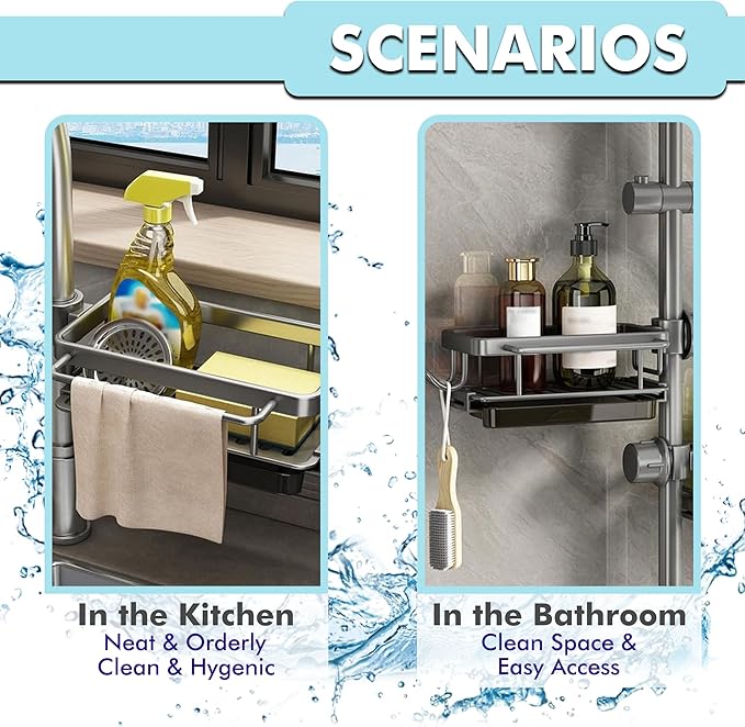 Kitchen Sink Faucet Organizer – Compact Design for Round Faucets (10.6 × 5.7 cm) – Black (Left)