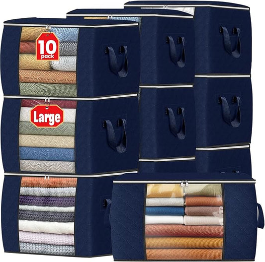 Fab totes 24 Gallons Clothes Storage, 10 Pack,Blue