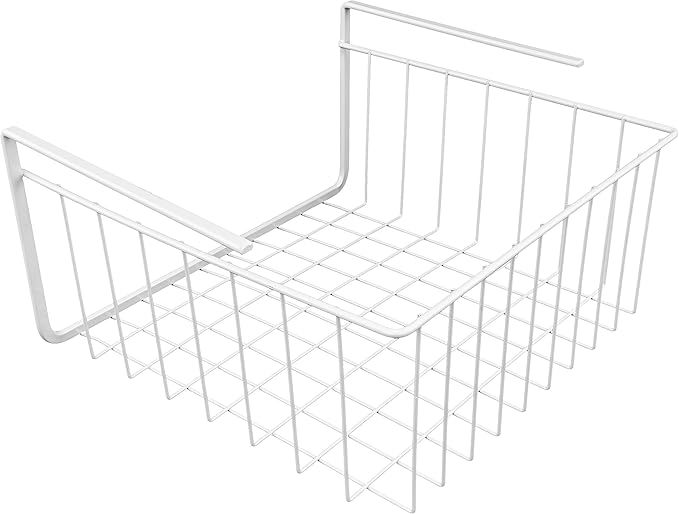 White Wire Under-Shelf Storage Basket, 11-Inch – Durable Organization Solution for Kitchen, Pantry, and Closet