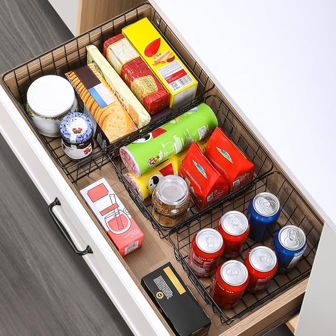 6 Pack Wire Baskets for Pantry Organization and Storage, Kitchen Organizer